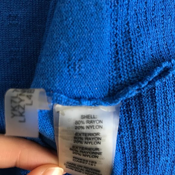 Karl Lagerfeld Royal Blue Sweater W/Beaded Neck - Picture 6 of 7